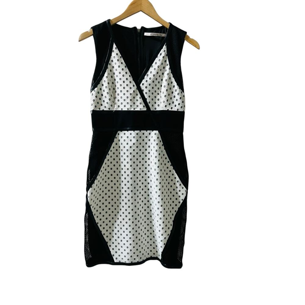 Rachel Roy Black White Color Block Lacer Cut Sleeveless Dress Size XS
